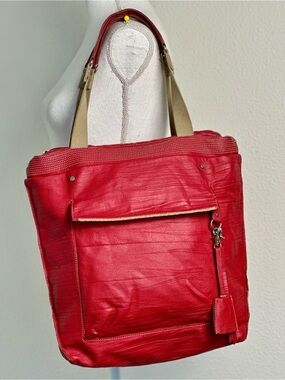 Mandarina Duck Red Leather Tote Bag